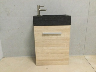 Fontein + kraan 60x40x22 cm WB, l. eiken/zwart