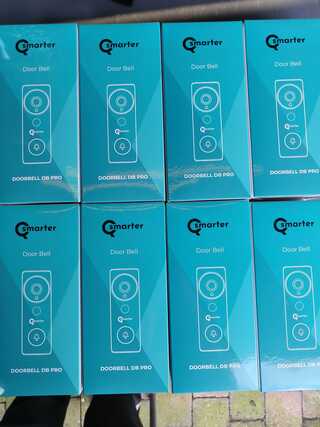 8x Draadloze deurbel Qsmarter, DB Pro, zwart/bruin