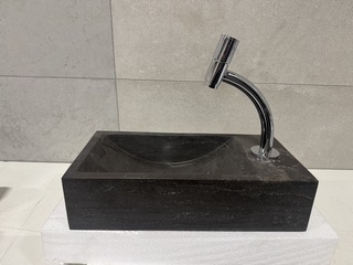 Hardstenen fontein 36x18x9 cm + kraan WB, antraciet