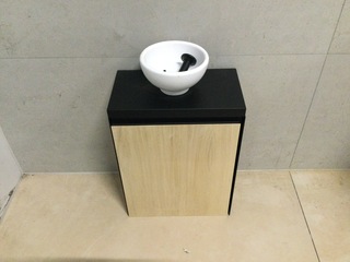 Meubel+ Waskom + kraan 55x40x22 cm WB, bruin/zwart