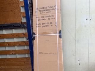 2x Draaibare zijwand met scharnier profiel links WB, 20.3948, mat glas