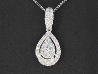 Witgouden hanger met diamanten pear shape, excl. ketting
