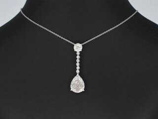 Druppelvormige hanger met briljant en princess geslepen diamanten, exc