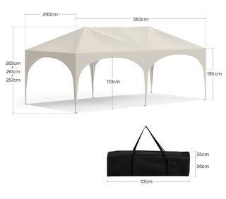 Grote partytent 3×6 meter met zijwanden Woltu, antraciet/zwart