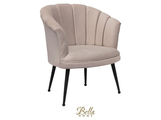 Bella Home Mila – Fauteuil – Velvet – Schelp – Bruin met gouden poten