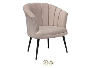 Bella Home Mila – Fauteuil – Velvet – Schelp – Creme met zwarte poten 