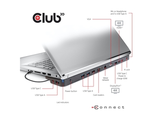 CLUB3D Docking station USB Type C 3.2 Gen1 Triple Display Dynamic