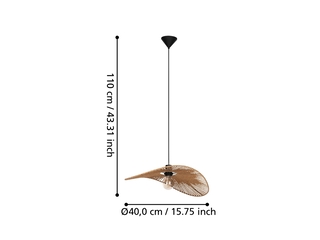 Eglo Siruela Hanglamp  E27  56 cm  Bruin/Zwart