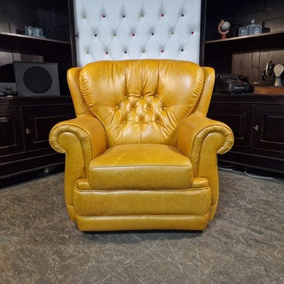 Fauteuil Chesterfield, Haeck, bruin
