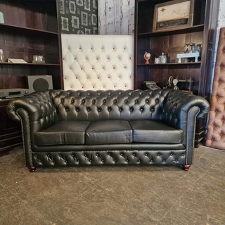 3-Zits bank Chesterfield, Brighton, zwart