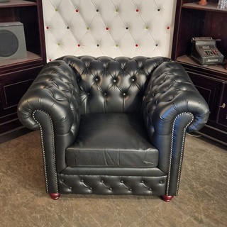 Fauteuil Chesterfield, Brighton, zwart