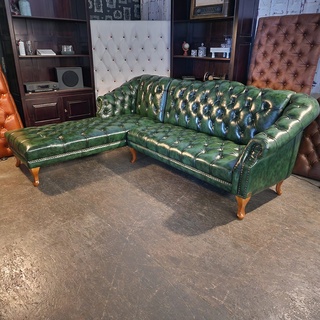 Hoekbank Chesterfield, Acme, groen