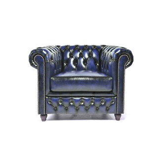 Fauteuil Chesterfield, Brighton, blauw, Bestaand model