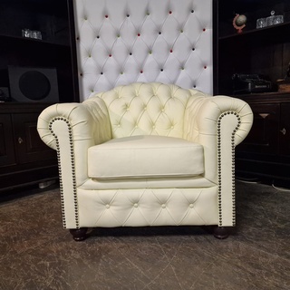Fauteuil Chesterfield, Melbourne, vanille