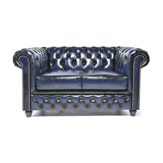 2-Zits bank Chesterfield, Brighton, blauw