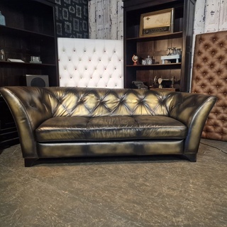 3-Zits bank Chesterfield, Chesterfield, goud