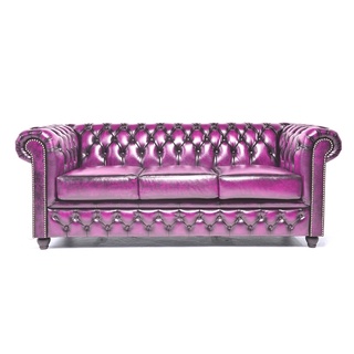 3-Zits bank Chesterfield, Brighton, roze