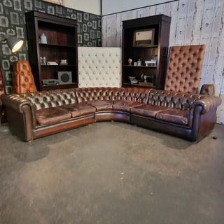 Hoekbank Chesterfield, Chesterfield, bruin