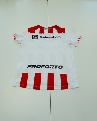 Voetbalshirt  –  Top Oss JDH, rood/wit, gesigneerd, S