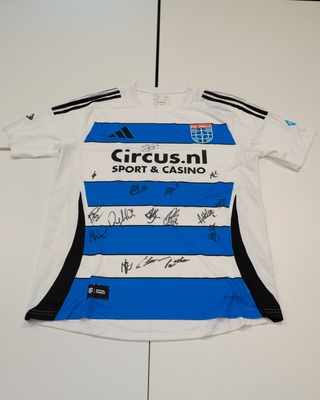 Voetbalshirt Pec Zwolle Adidas, blauw/wit, gesigneerd, M