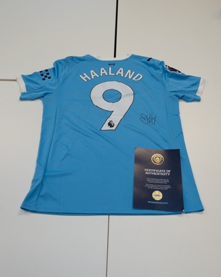 Erling Braut Haaland shirt  –  Manchester City Puma, blauw, gesigneerd