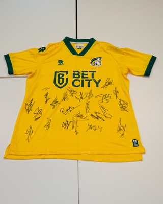 Voetbalshirt Fortuna Sittard Robey, geel, gesigneerd, M