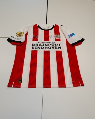 Joey Veerman shirt  –  PSV Puma, rood/wit, gesigneerd, L
