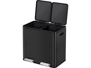 EKO Essential Prullenbak 22+22L  Zwart  RVS