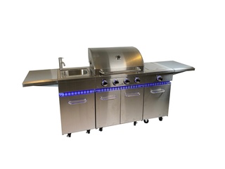 Gasbarbecue Vonato, RVS Keuken Grill Chef 4, mat geborsteld rvs – hoog