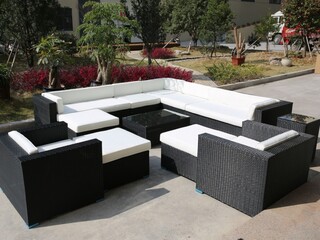 Loungeset Vonato, Esparra, zwart wicker
