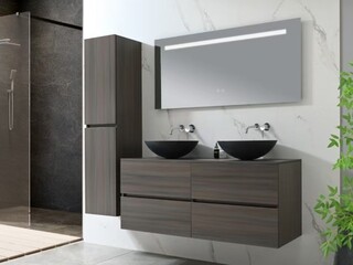 Badkamermeubel Vonato, Modena 130, donker hout decor