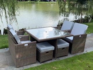 Diningset Vonato, Modern Grey , donker bruin