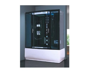 Stoomcabine Vonato, RectaHydro, zwarte cabine, wit bad