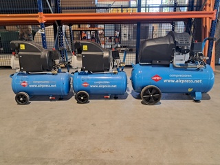 3x Luchtcompressor, Airpress, HL310-25, HL425-50