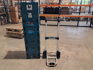 8x  Opbergdozen [LEEG] & steekwagen, Makita