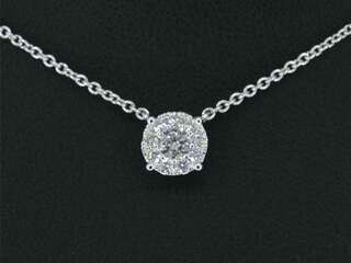 Witgouden ketting en hanger bezet met briljant geslepen diamant, incl.