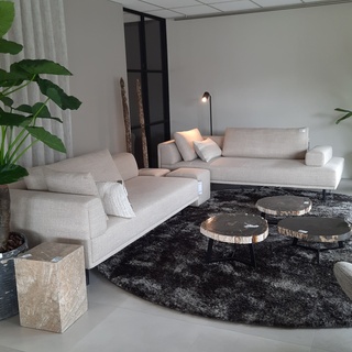 2x Bank en 2x poef Eyye, Dura Lounge, champagne