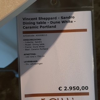 Eettafel Vincent Sheppard, Sandro, dune white, rond