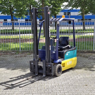 Elektrische Heftruck, Komatsu, FB18M-2R, Geel/Groen/Blauw, 2003
