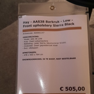 Barkruk Hay, AAS38 low, zwart