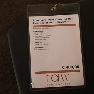 Kruk met opstaande rand Ethnicraft, Osso, zwart