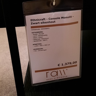 Sidetable Ethnicraft, Monolit, zwart