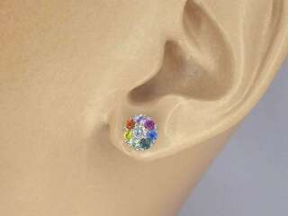 Witgouden oorbellen met natuurlijke diamant en saffieren