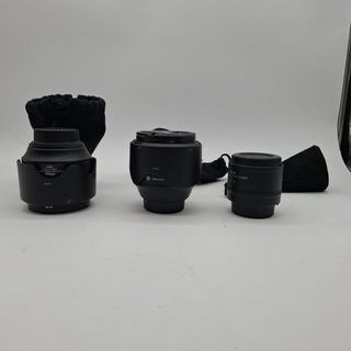 3x Camera lens, Nikon, O.a. AF-S Nikkor 58mm 1:1.4G