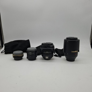 4x Camera lens, Nikon, O.a. AF-S Micro Nikkor 105mm 1:2.8 G ED VR