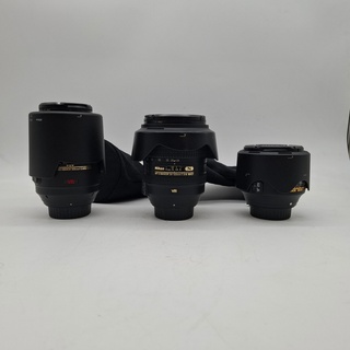 3x Camera lens, Nikon, O.a. AF-S Micro Nikkor 105mm 1:2.8G ED VR