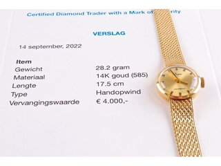Gouden horloge ‘POPE’ , getax. waarde € 4000,00