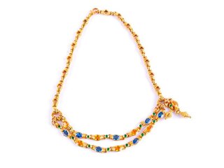 Gouden collier met saffier en tsavoriet , getax. waarde € 40.000,00