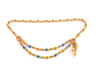 Gouden collier met saffier en tsavoriet , getax. waarde € 40.000,00