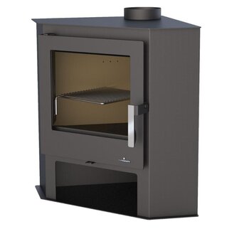 Vrijstaande houthaard hoek 9 KW Bronpi, Lerma, zwart